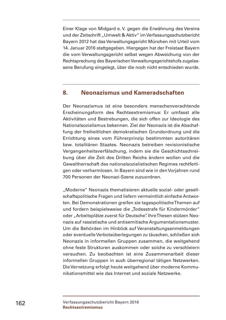 Seite 164 des Verfassungsschutzbericht 2016 Bayern