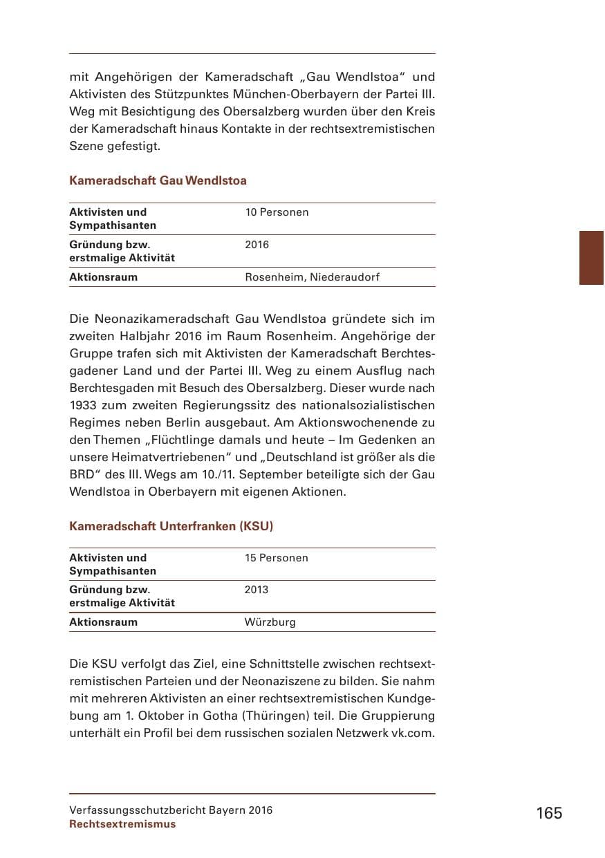 Seite 167 des Verfassungsschutzbericht 2016 Bayern