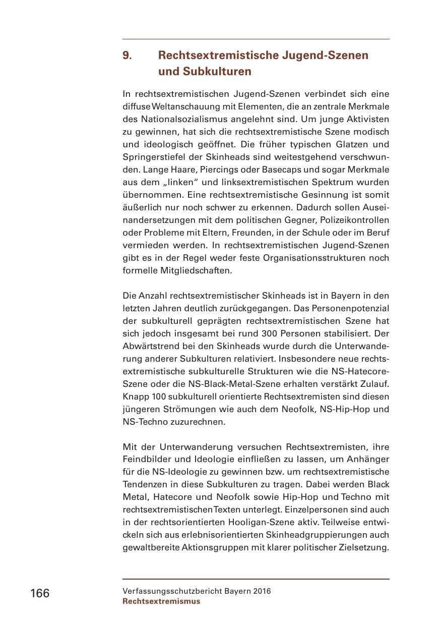 Seite 168 des Verfassungsschutzbericht 2016 Bayern