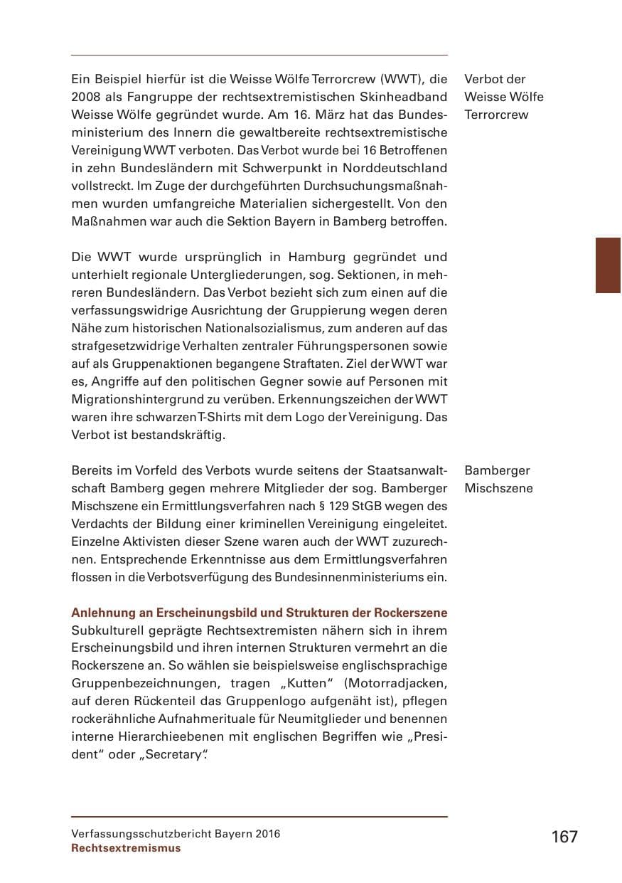 Seite 169 des Verfassungsschutzbericht 2016 Bayern