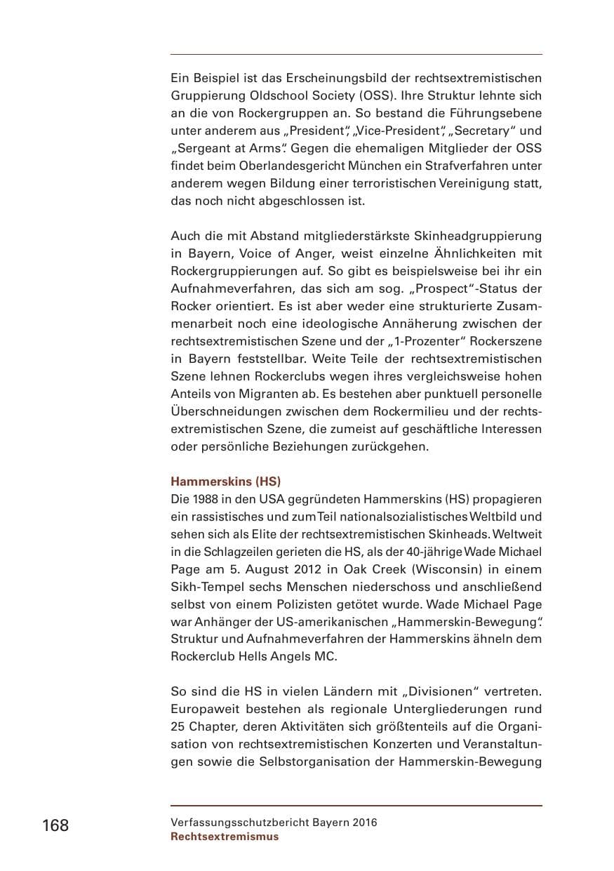Seite 170 des Verfassungsschutzbericht 2016 Bayern