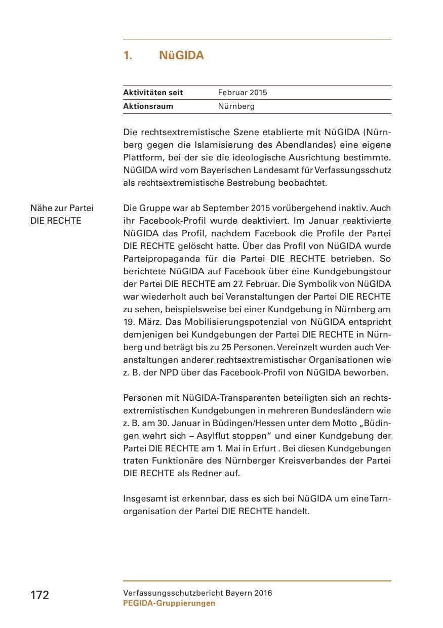 Seite 174 des Verfassungsschutzbericht 2016 Bayern