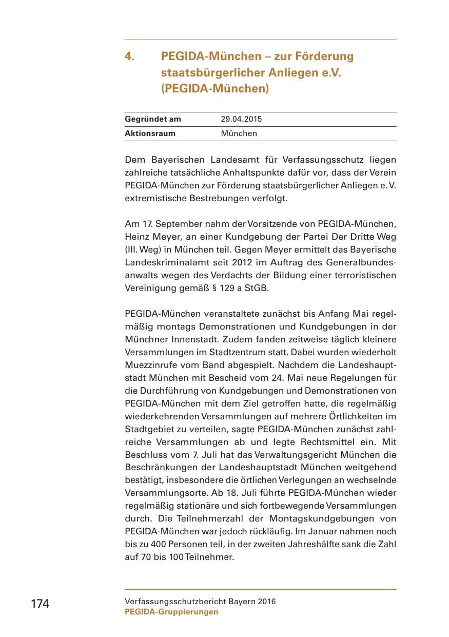 Seite 176 des Verfassungsschutzbericht 2016 Bayern