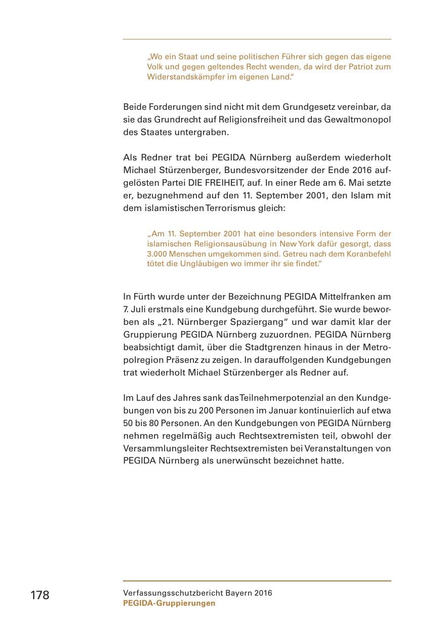 Seite 180 des Verfassungsschutzbericht 2016 Bayern