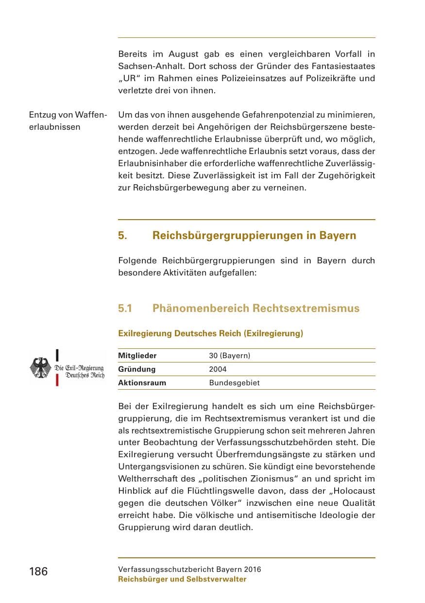 Seite 188 des Verfassungsschutzbericht 2016 Bayern