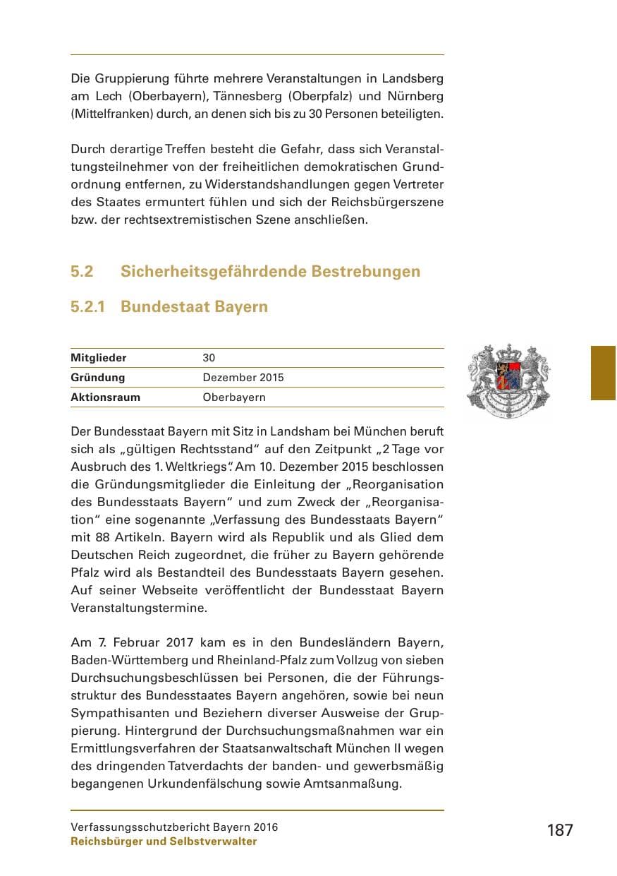 Seite 189 des Verfassungsschutzbericht 2016 Bayern