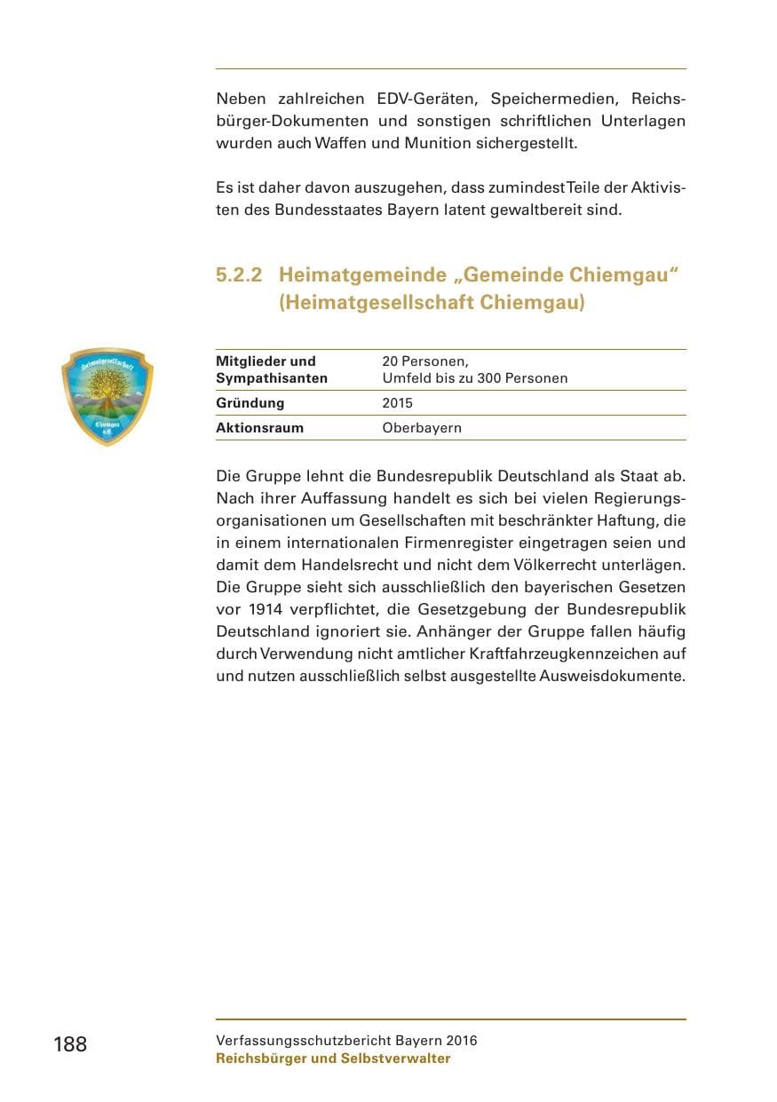 Seite 190 des Verfassungsschutzbericht 2016 Bayern