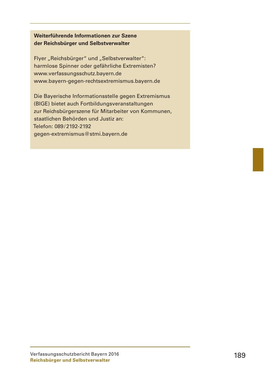 Seite 191 des Verfassungsschutzbericht 2016 Bayern