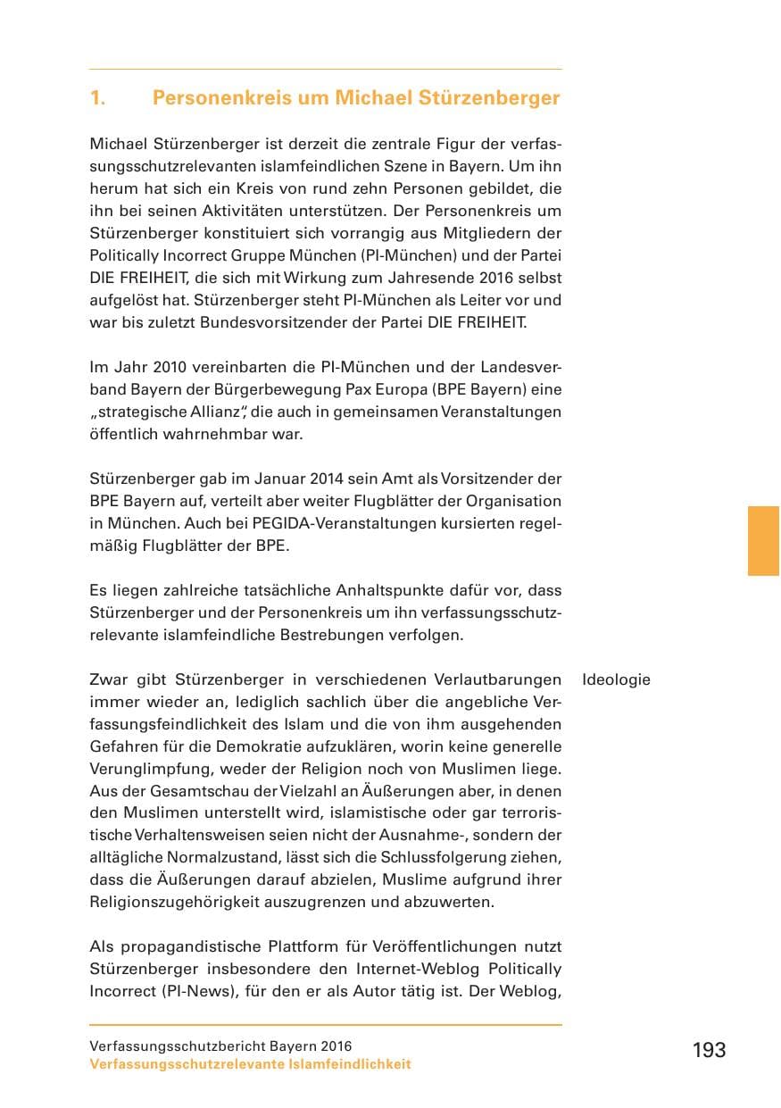 Seite 195 des Verfassungsschutzbericht 2016 Bayern