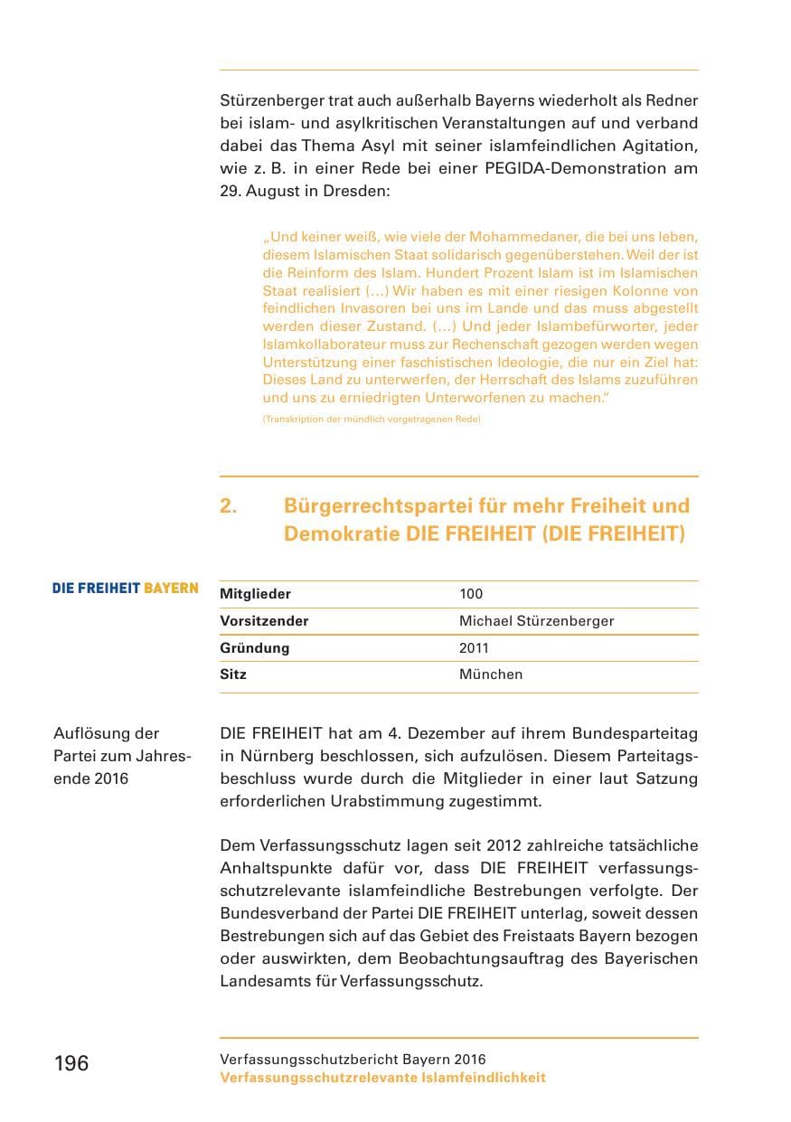 Seite 198 des Verfassungsschutzbericht 2016 Bayern
