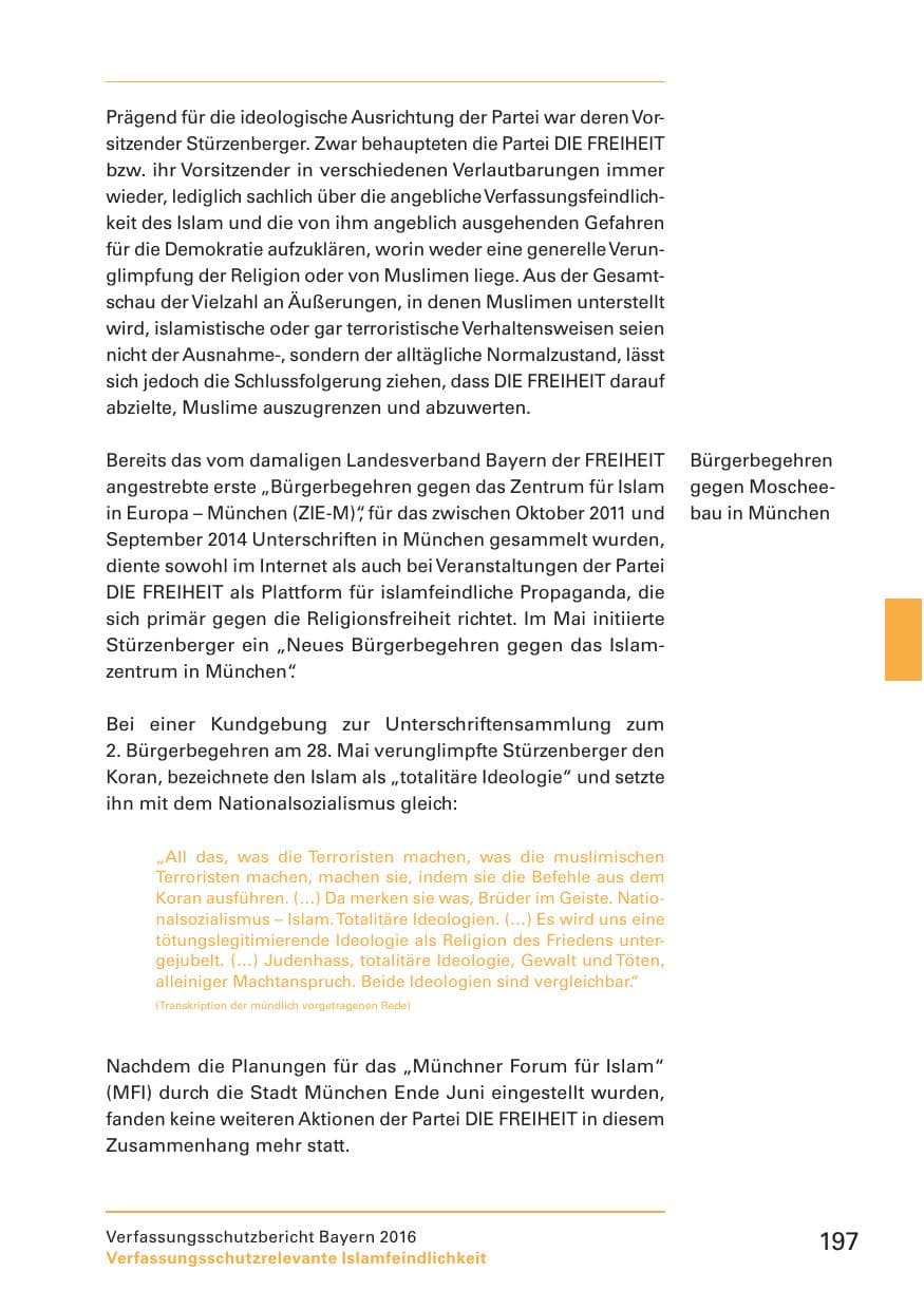 Seite 199 des Verfassungsschutzbericht 2016 Bayern