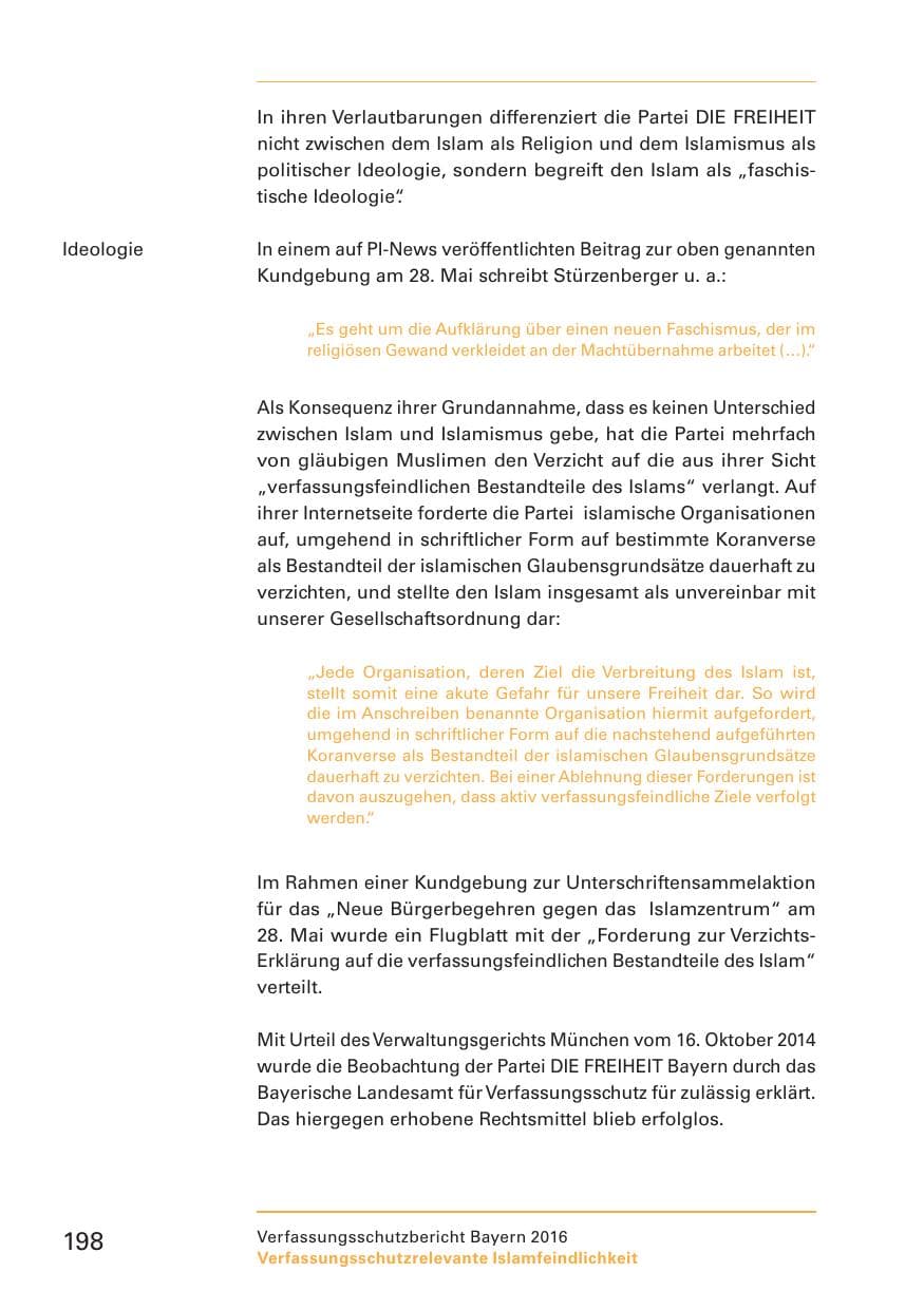Seite 200 des Verfassungsschutzbericht 2016 Bayern