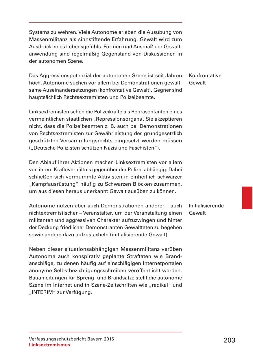 Seite 205 des Verfassungsschutzbericht 2016 Bayern