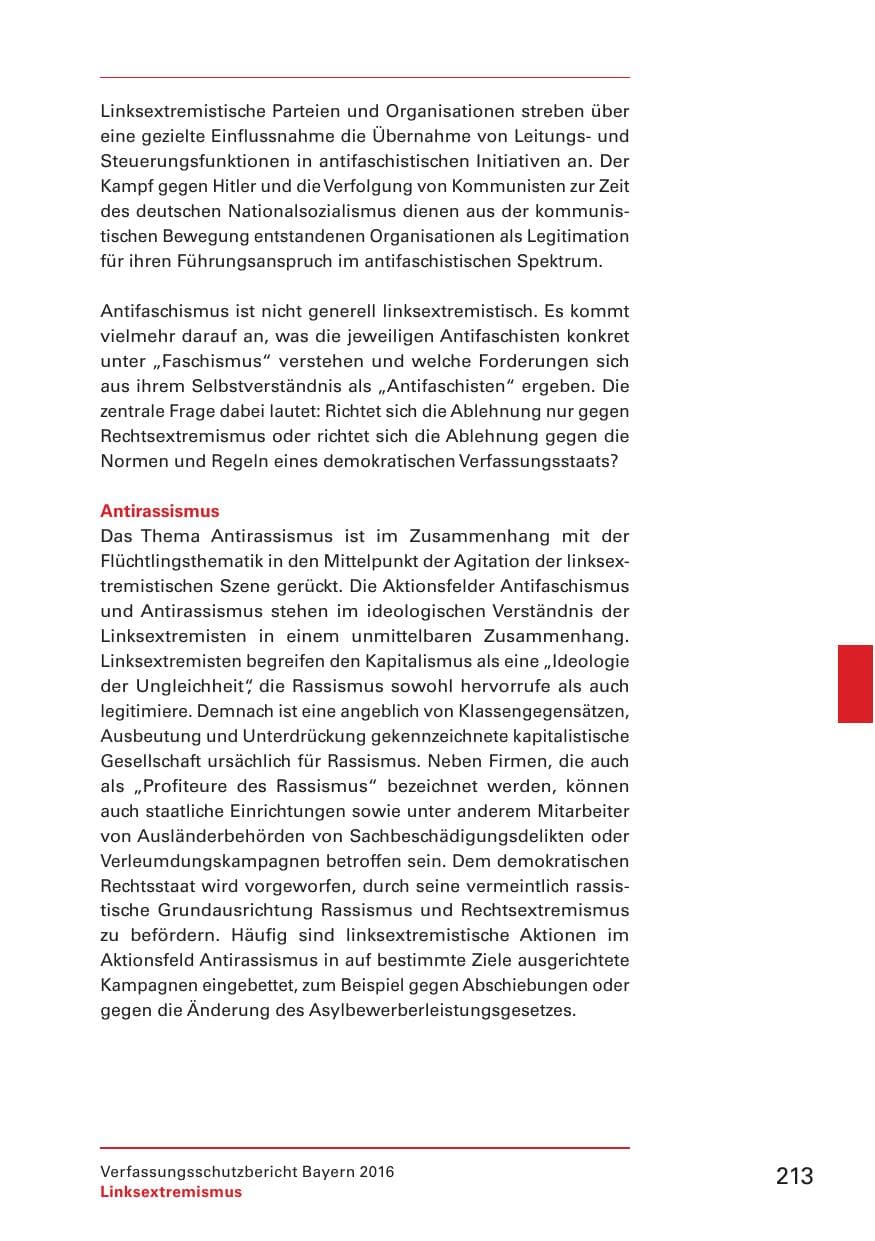 Seite 215 des Verfassungsschutzbericht 2016 Bayern