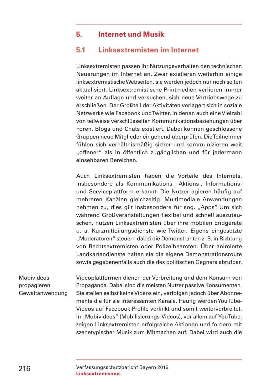Seite 218 des Verfassungsschutzbericht 2016 Bayern