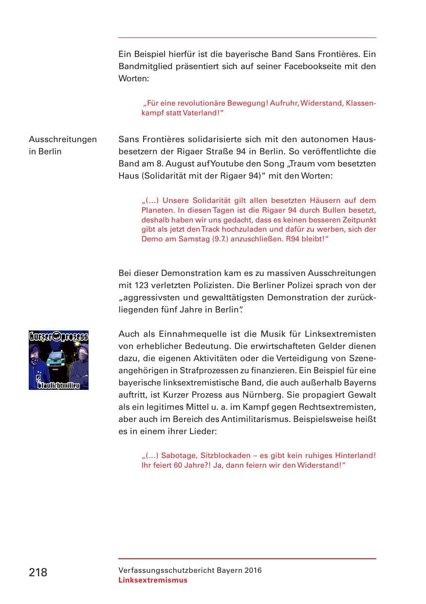 Seite 220 des Verfassungsschutzbericht 2016 Bayern