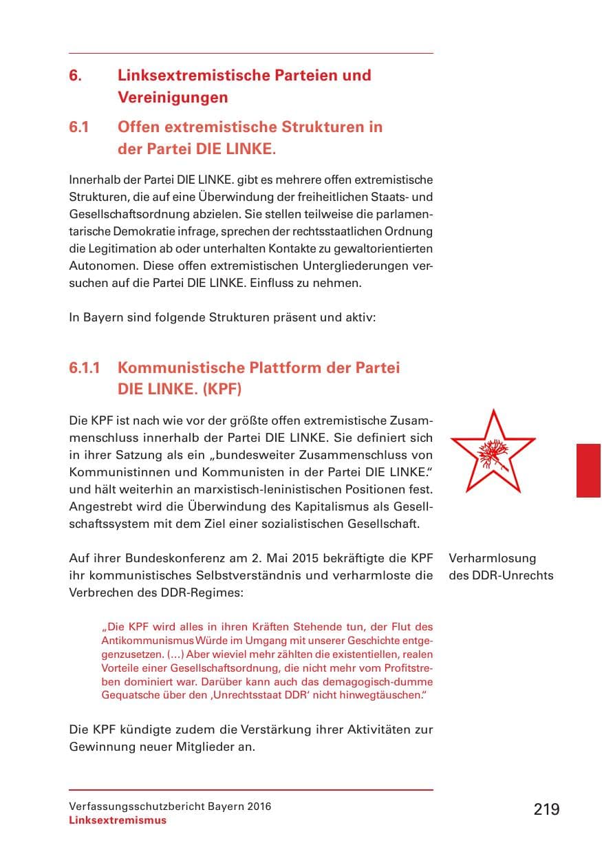 Seite 221 des Verfassungsschutzbericht 2016 Bayern