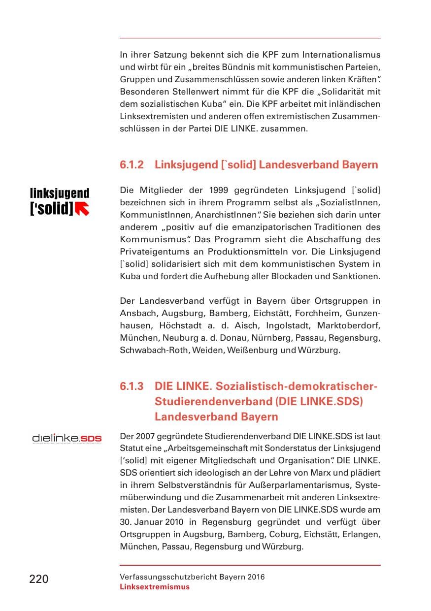 Seite 222 des Verfassungsschutzbericht 2016 Bayern