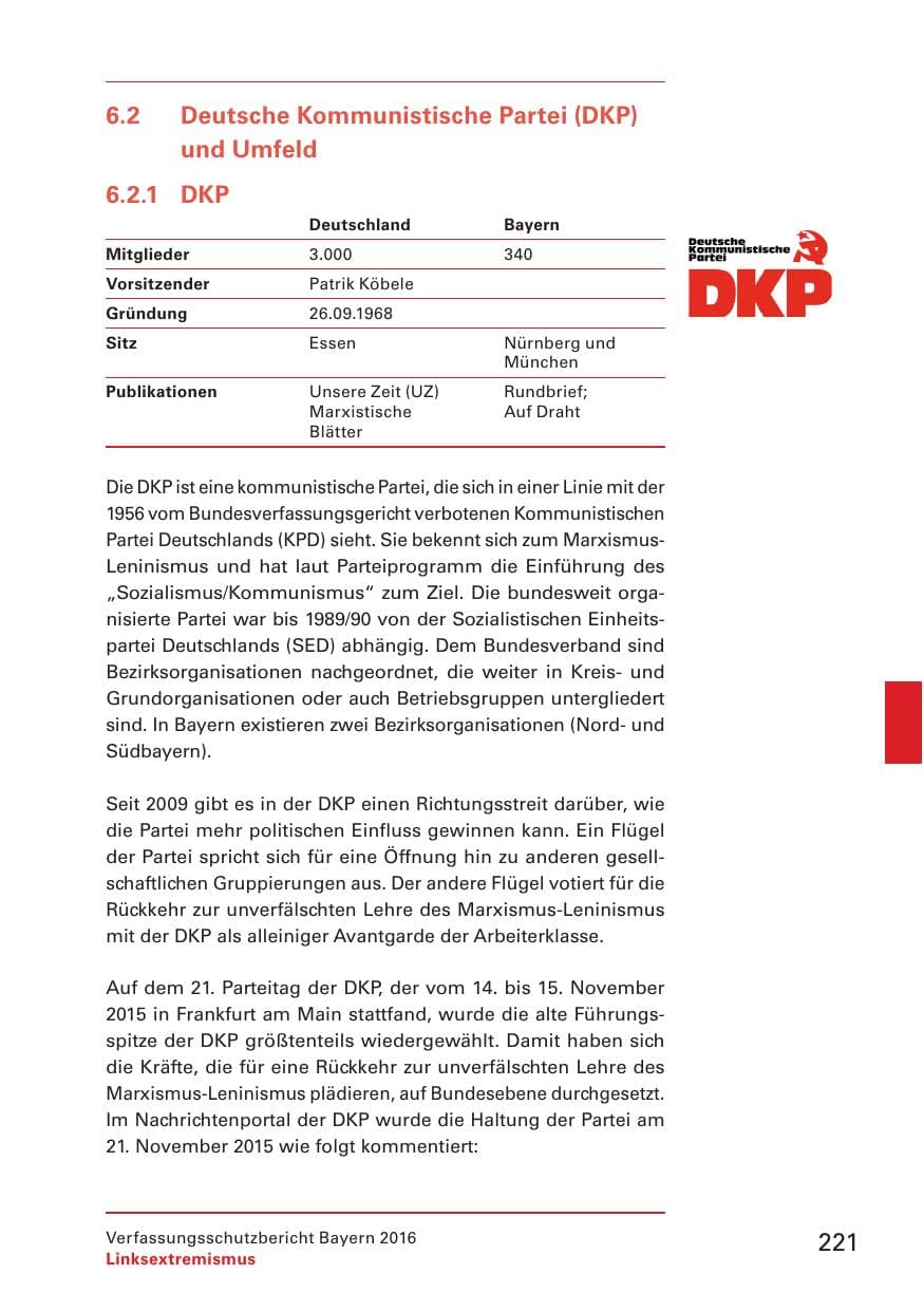 Seite 223 des Verfassungsschutzbericht 2016 Bayern