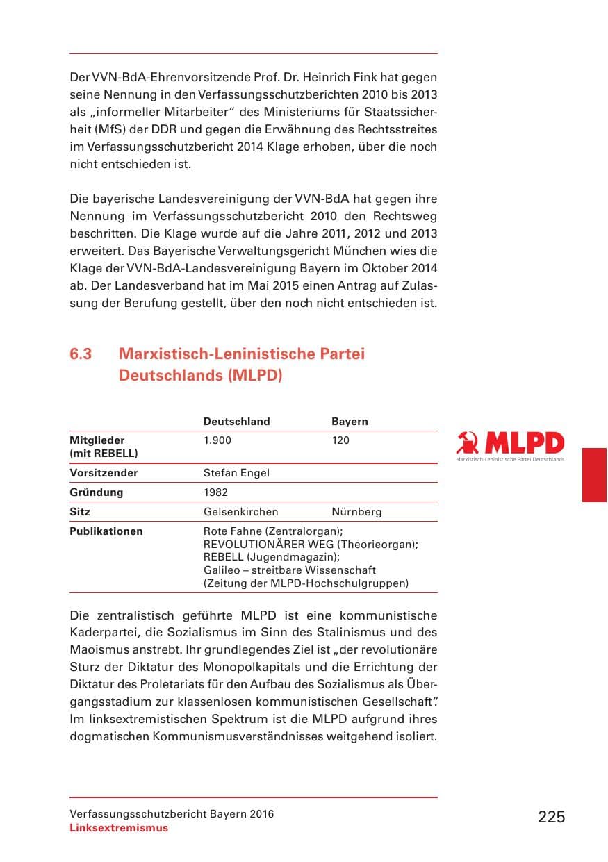 Seite 227 des Verfassungsschutzbericht 2016 Bayern