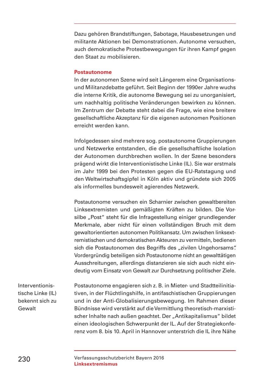 Seite 232 des Verfassungsschutzbericht 2016 Bayern