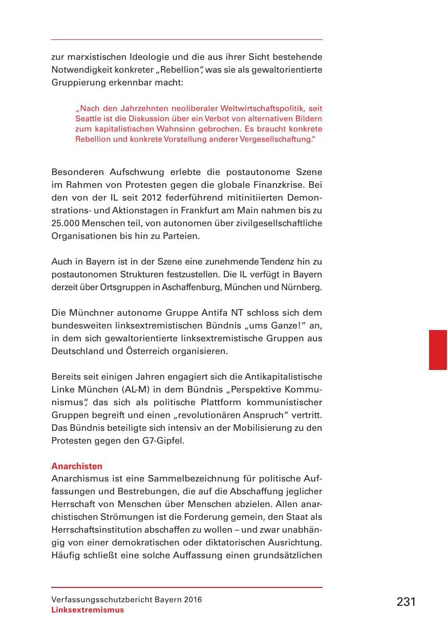 Seite 233 des Verfassungsschutzbericht 2016 Bayern