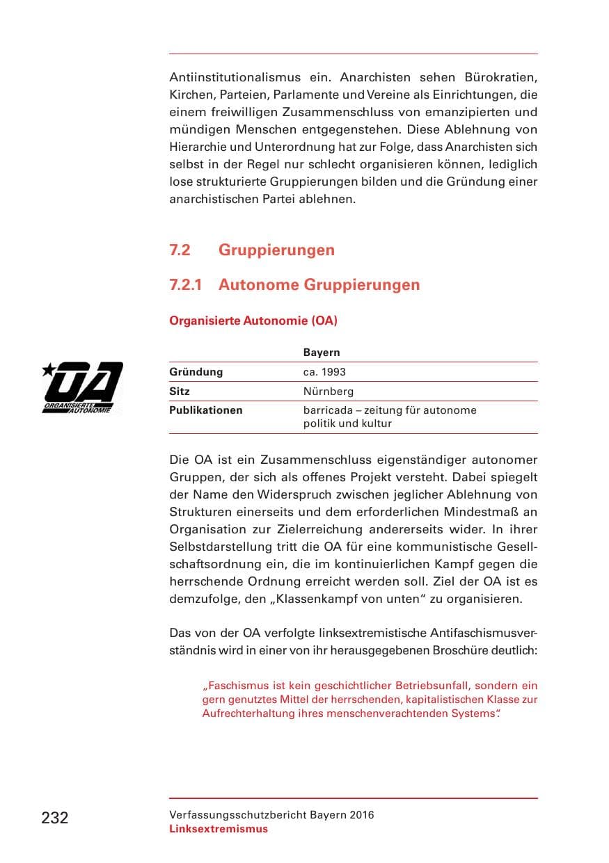 Seite 234 des Verfassungsschutzbericht 2016 Bayern