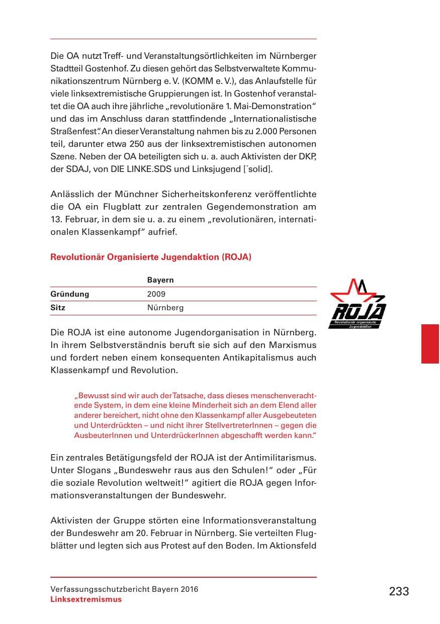 Seite 235 des Verfassungsschutzbericht 2016 Bayern