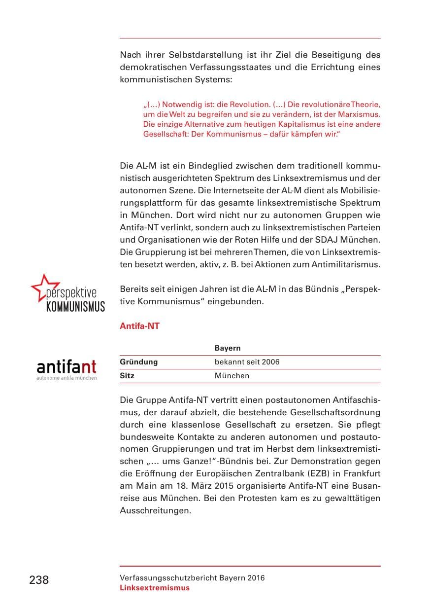 Seite 240 des Verfassungsschutzbericht 2016 Bayern