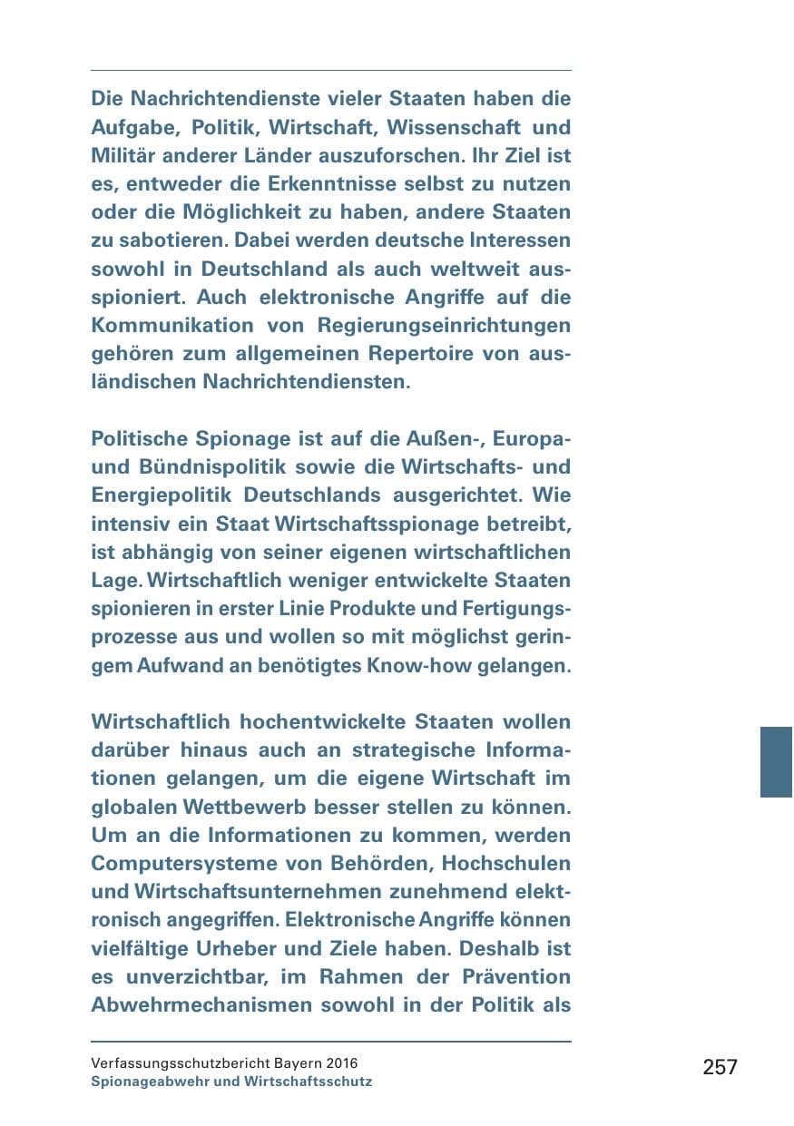 Seite 259 des Verfassungsschutzbericht 2016 Bayern