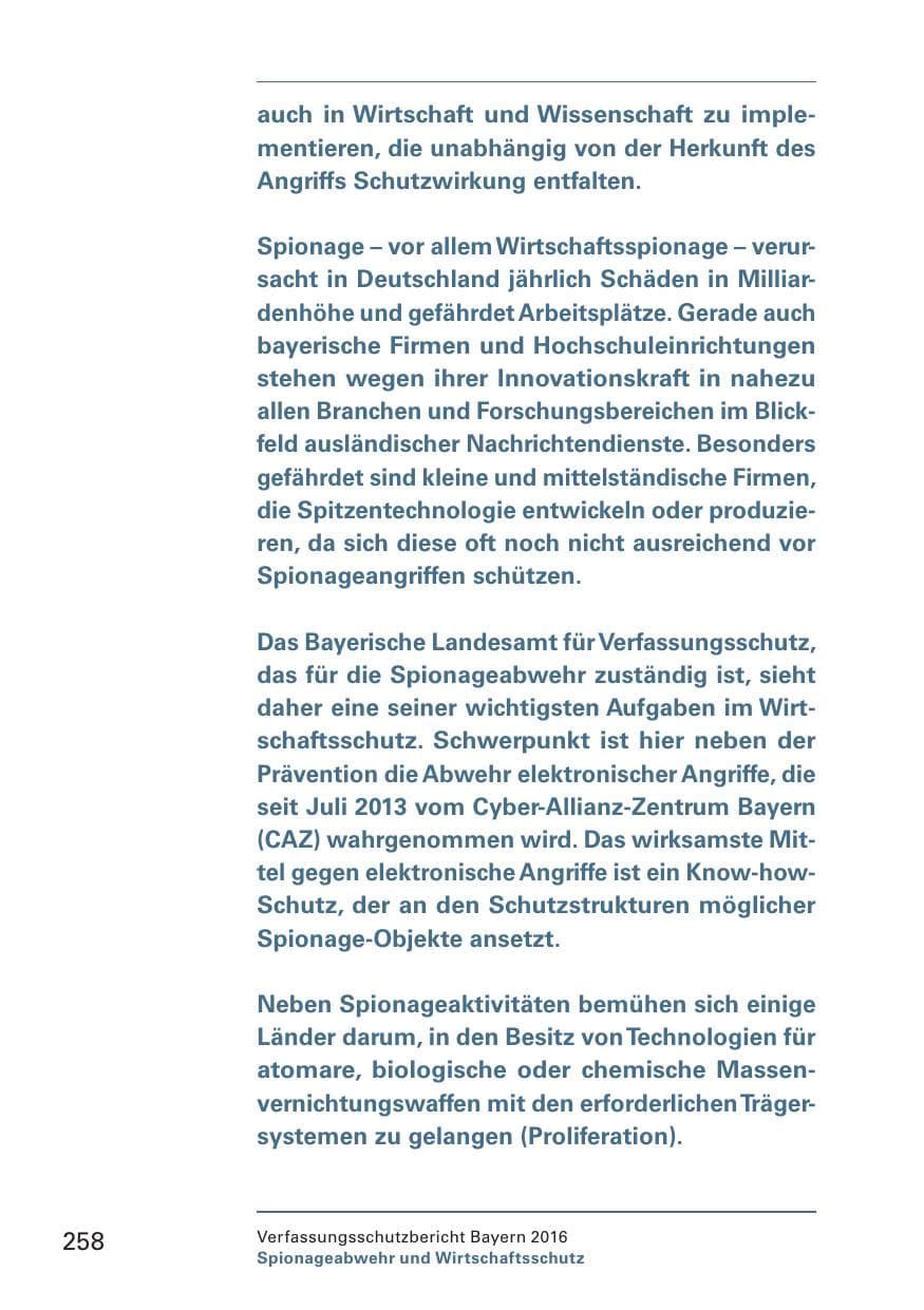 Seite 260 des Verfassungsschutzbericht 2016 Bayern