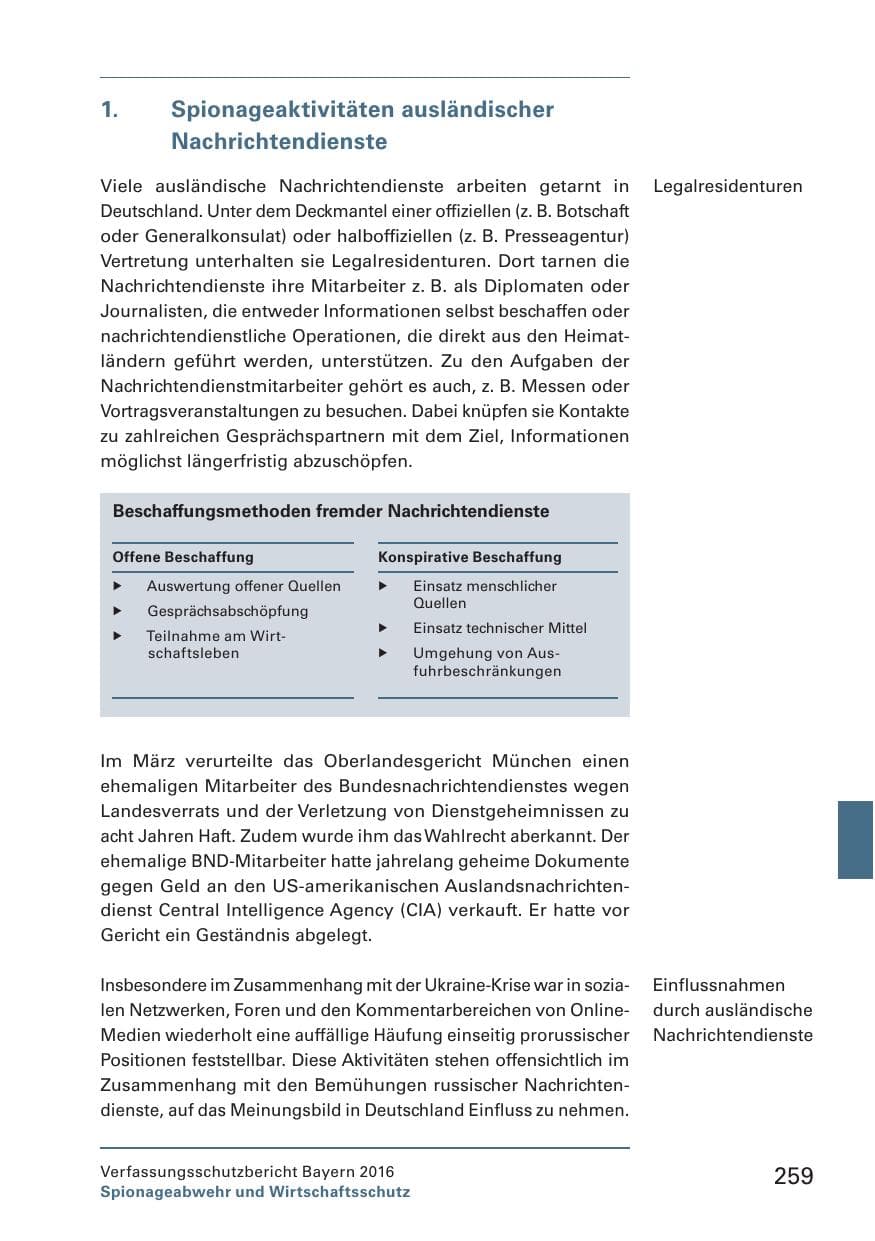 Seite 261 des Verfassungsschutzbericht 2016 Bayern