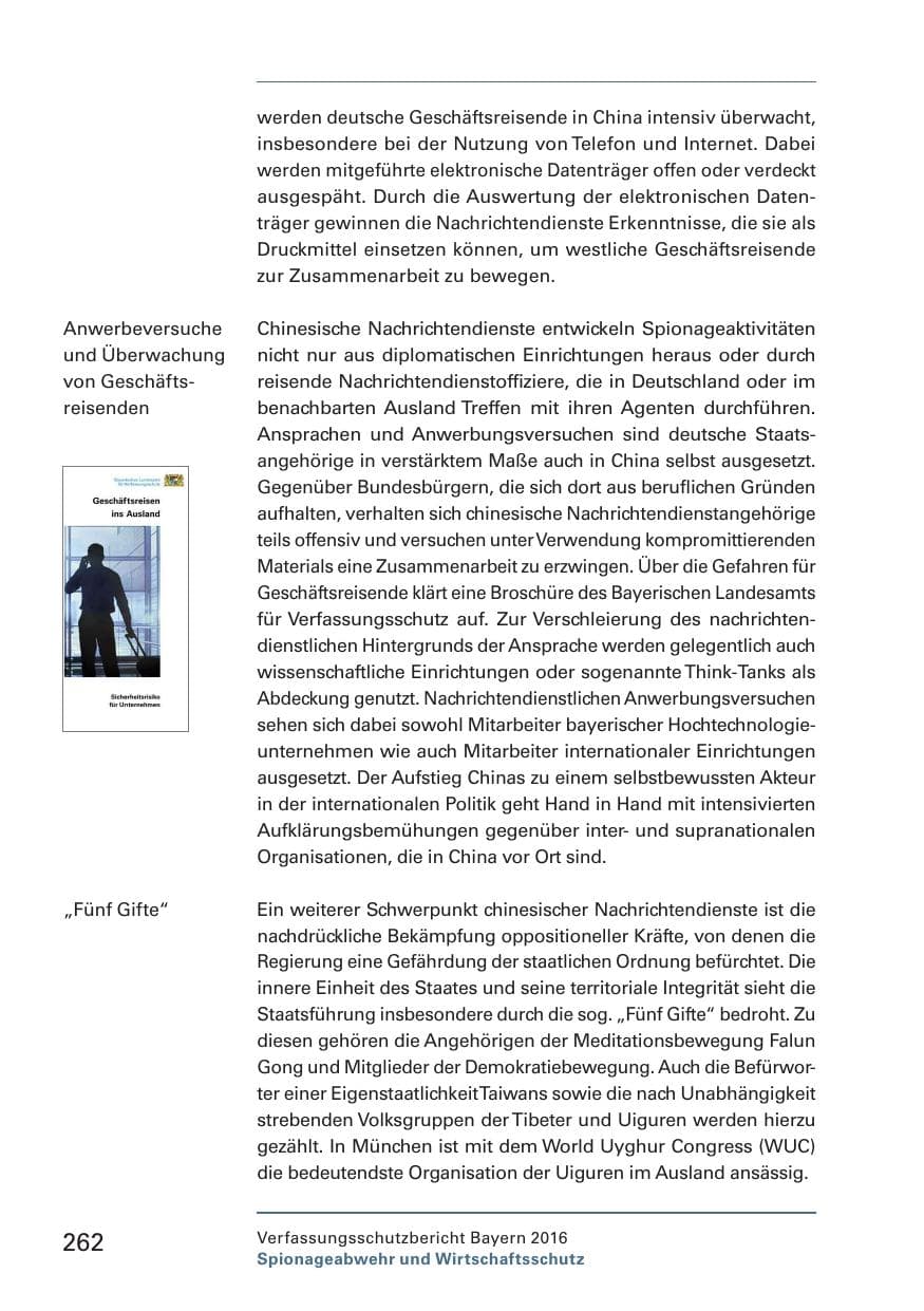 Seite 264 des Verfassungsschutzbericht 2016 Bayern
