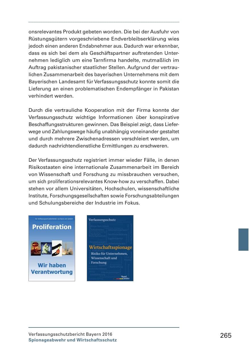 Seite 267 des Verfassungsschutzbericht 2016 Bayern