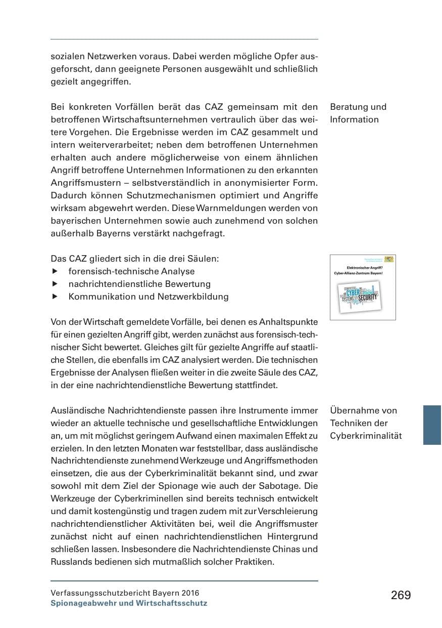 Seite 271 des Verfassungsschutzbericht 2016 Bayern