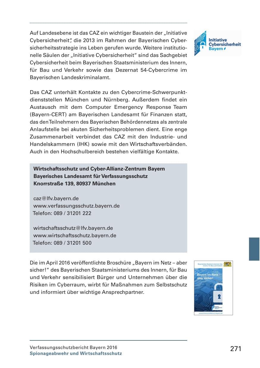 Seite 273 des Verfassungsschutzbericht 2016 Bayern