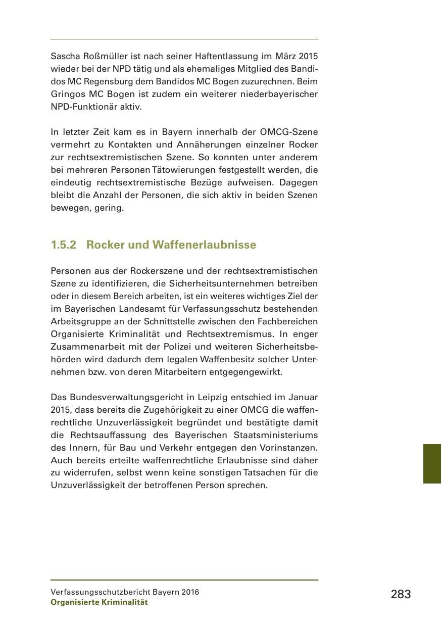 Seite 285 des Verfassungsschutzbericht 2016 Bayern