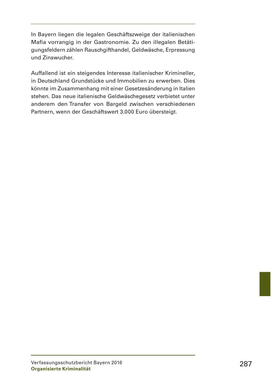 Seite 289 des Verfassungsschutzbericht 2016 Bayern