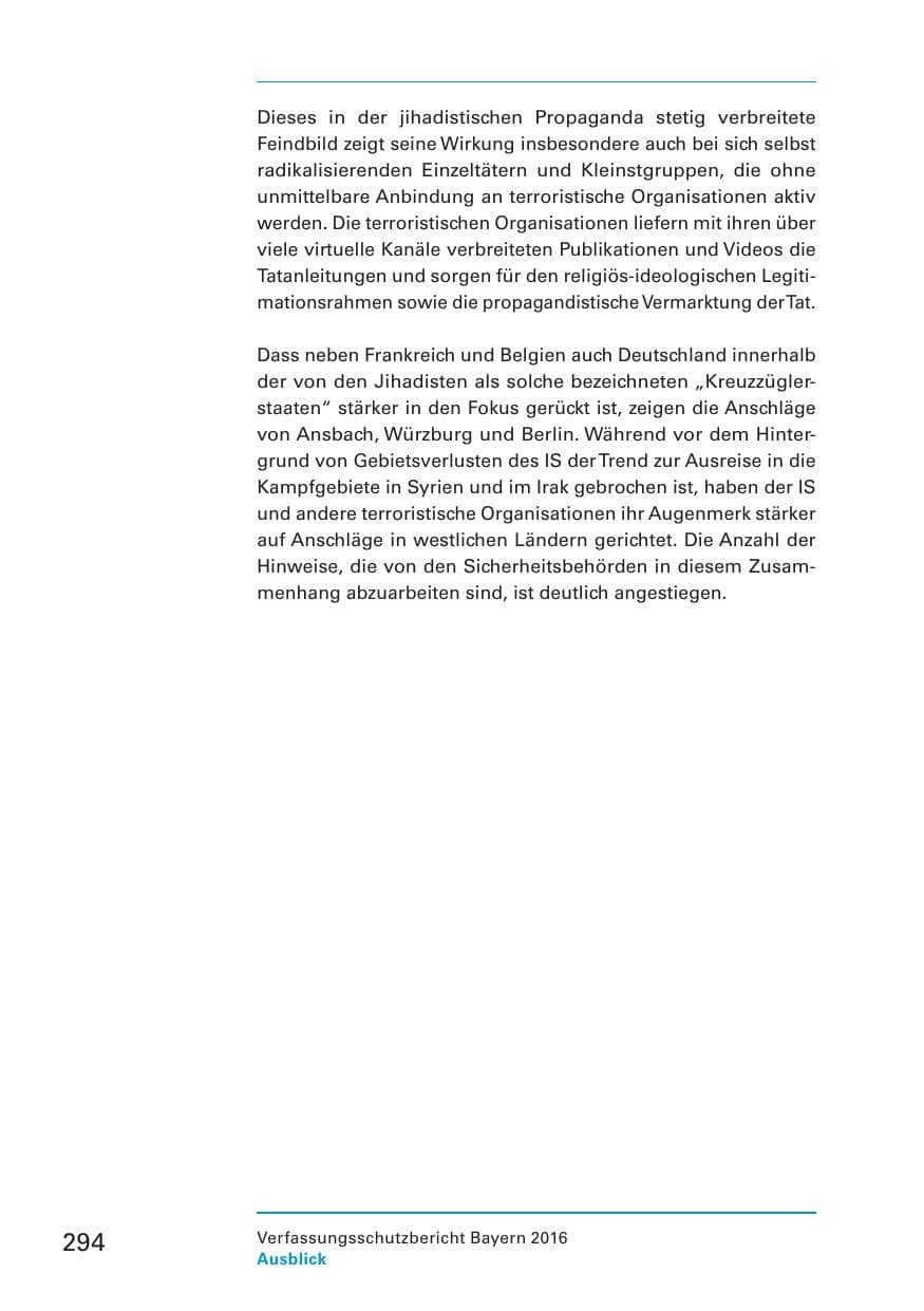 Seite 296 des Verfassungsschutzbericht 2016 Bayern