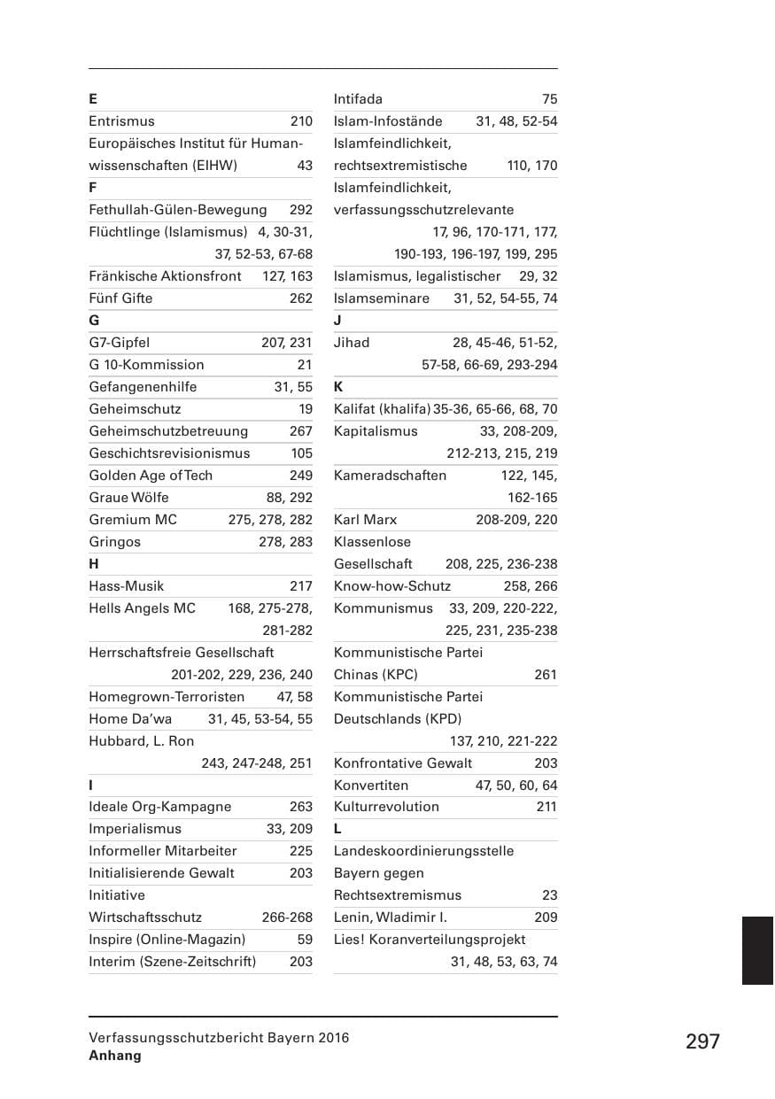 Seite 299 des Verfassungsschutzbericht 2016 Bayern