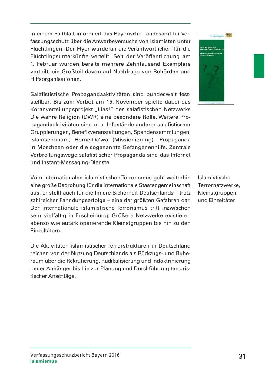 Seite 33 des Verfassungsschutzbericht 2016 Bayern
