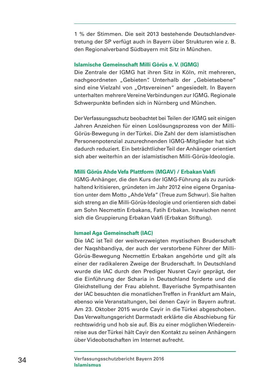 Seite 36 des Verfassungsschutzbericht 2016 Bayern