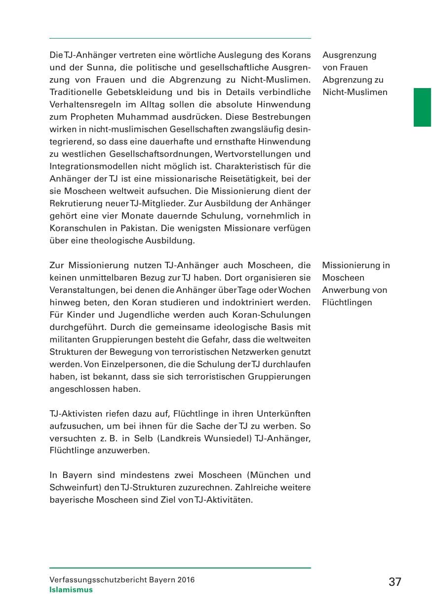 Seite 39 des Verfassungsschutzbericht 2016 Bayern