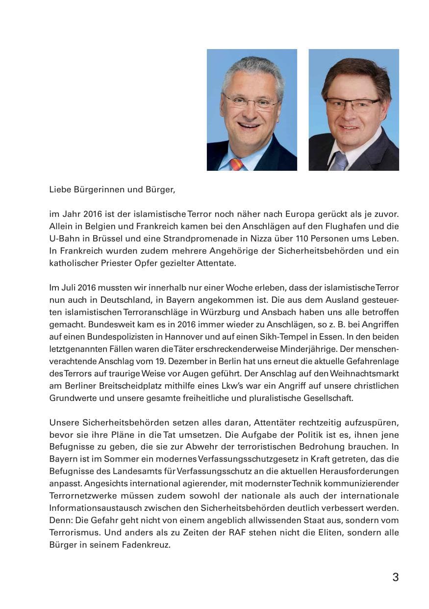 Seite 5 des Verfassungsschutzbericht 2016 Bayern