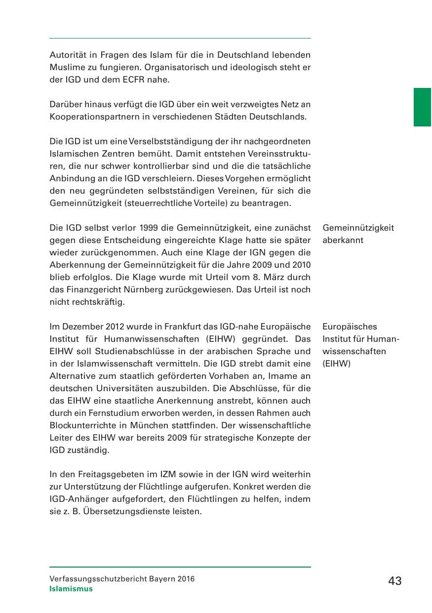 Seite 45 des Verfassungsschutzbericht 2016 Bayern