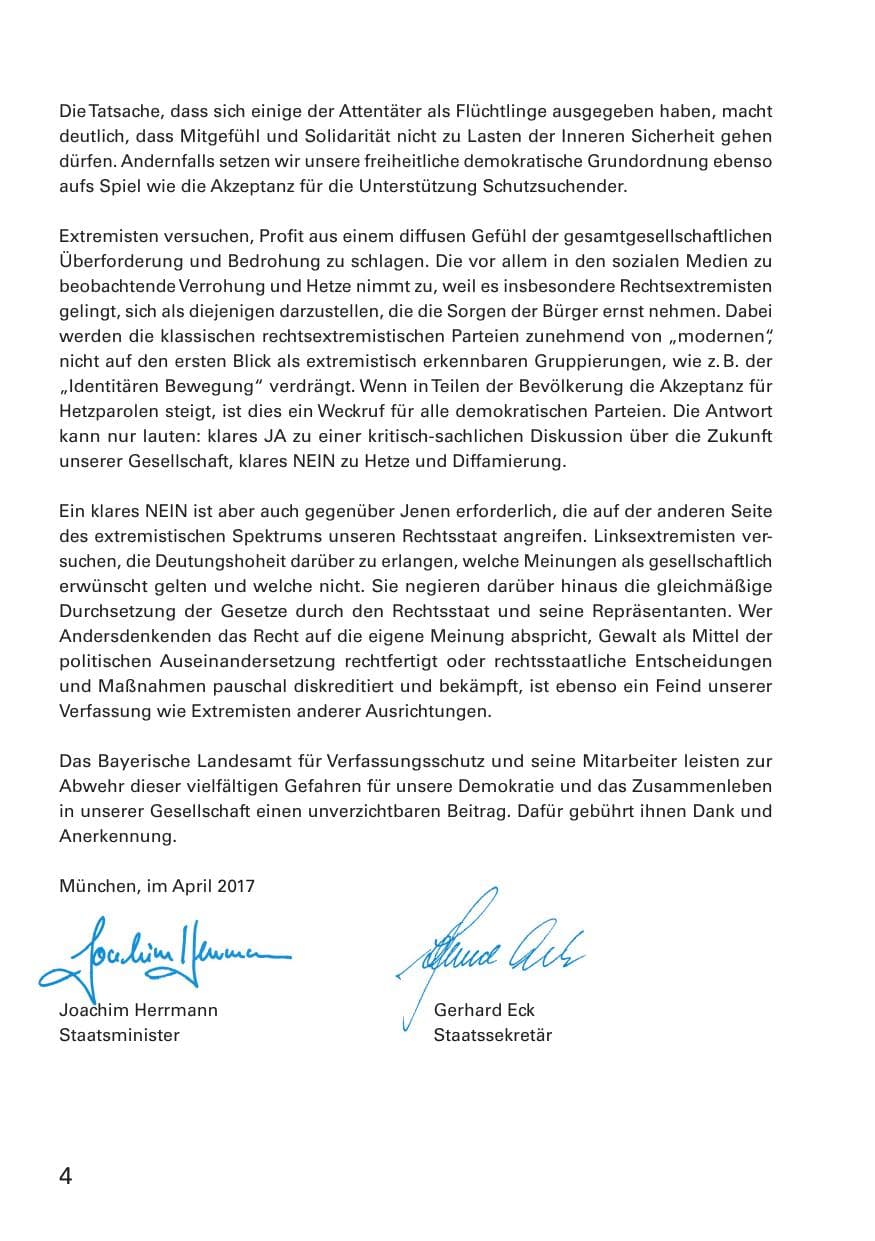 Seite 6 des Verfassungsschutzbericht 2016 Bayern