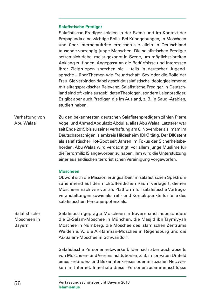 Seite 58 des Verfassungsschutzbericht 2016 Bayern