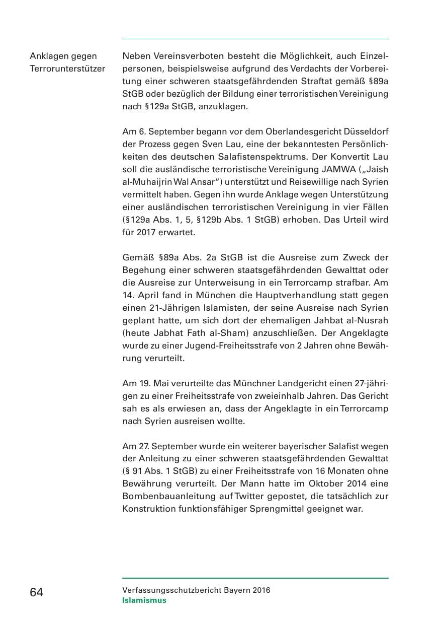 Seite 66 des Verfassungsschutzbericht 2016 Bayern