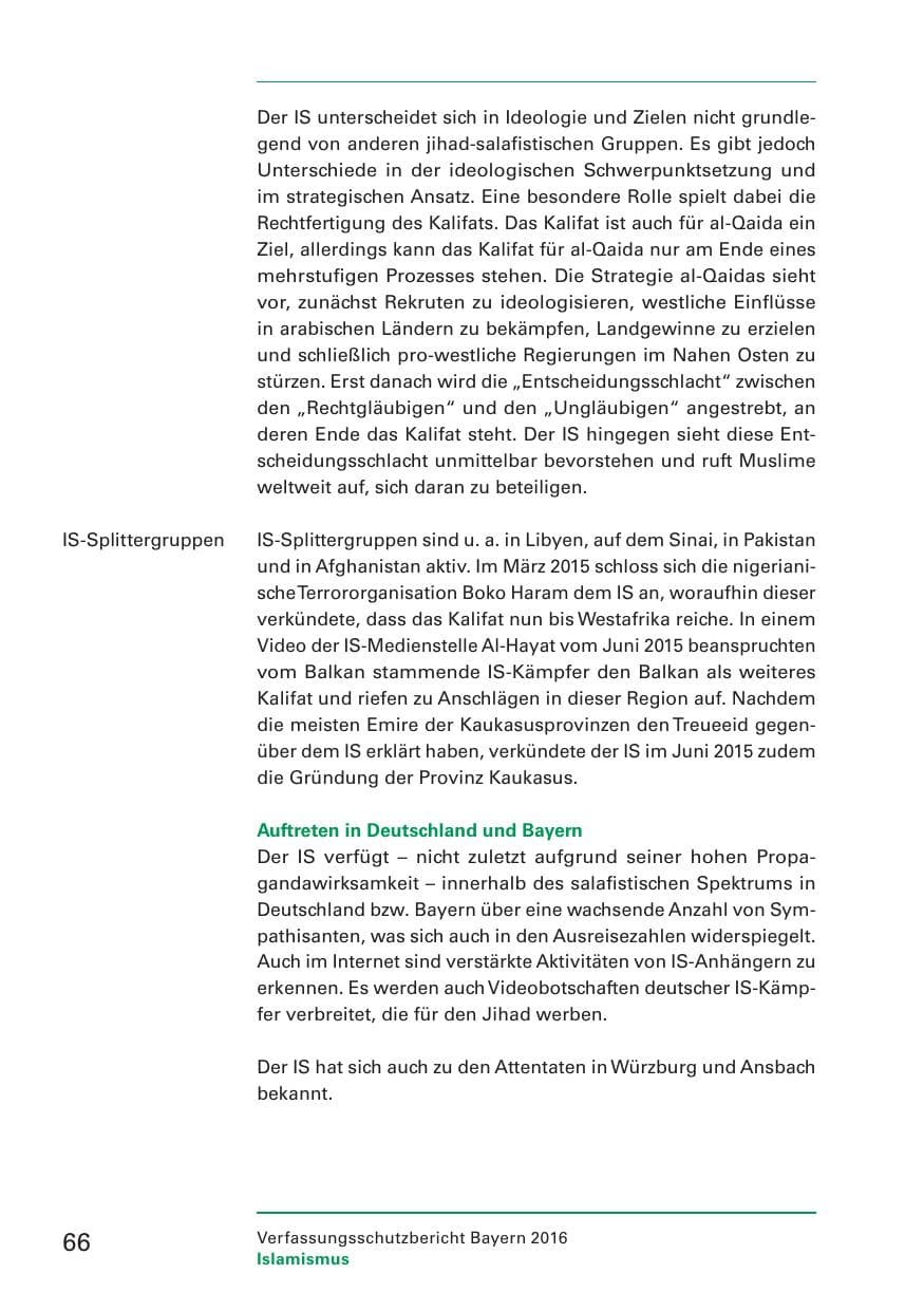 Seite 68 des Verfassungsschutzbericht 2016 Bayern