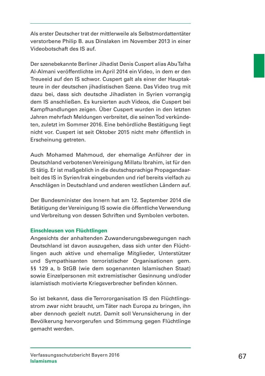 Seite 69 des Verfassungsschutzbericht 2016 Bayern